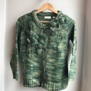 Anthropologie Sleeping on Snow Green sweater